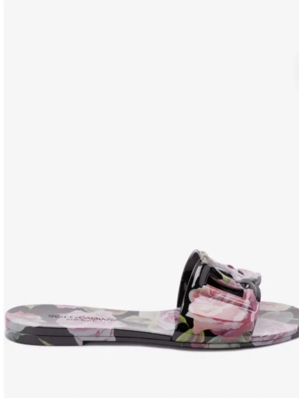 Dolce & Gabbana Pink Rose-Print Slides